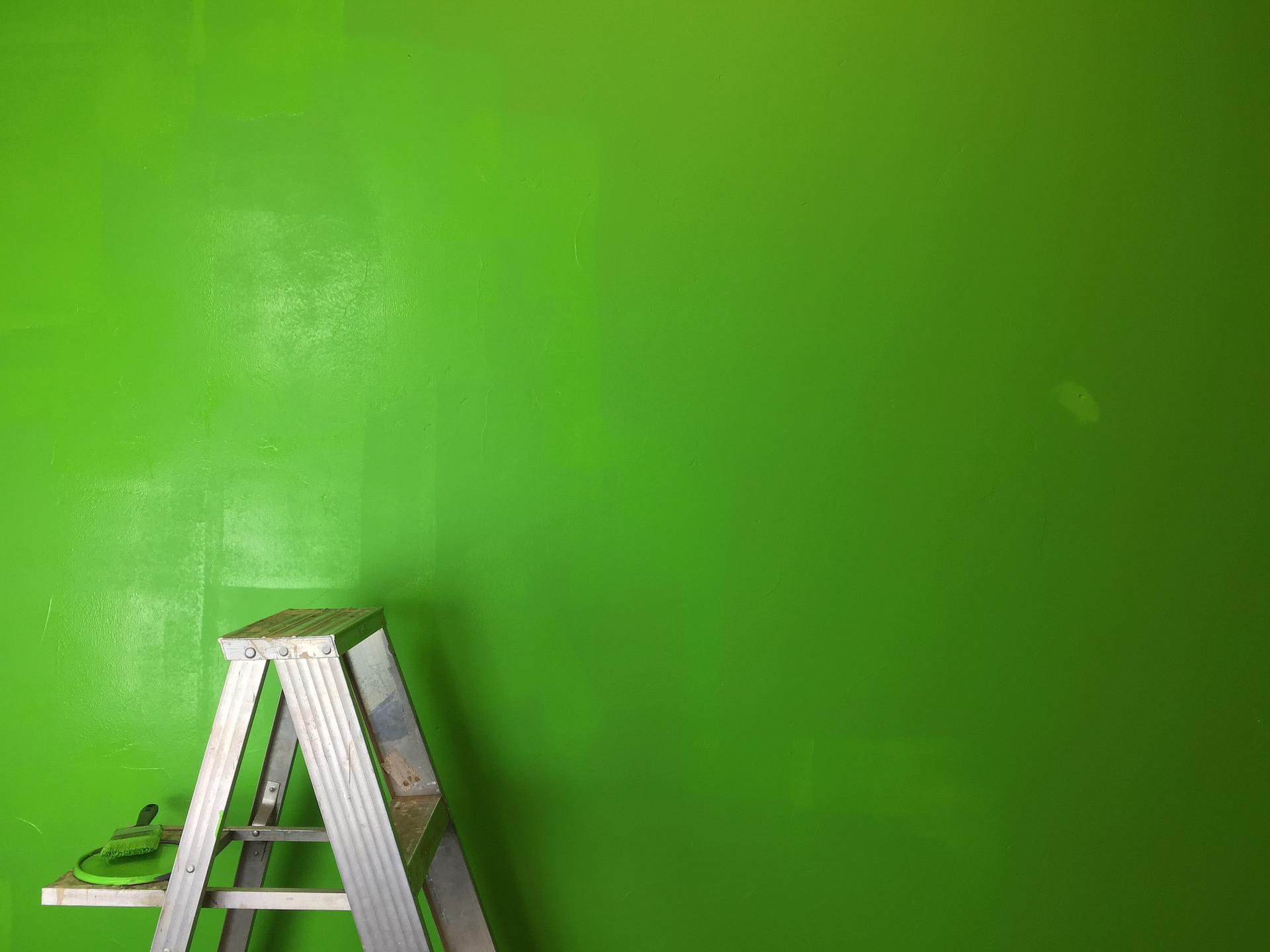 greenwashing green wall ladder with paint